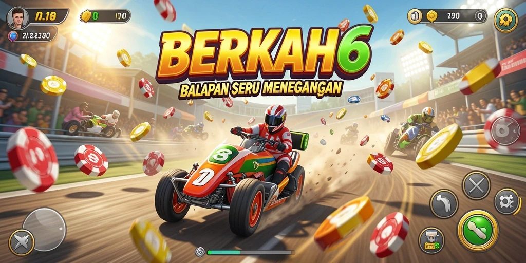 Tangkapan layar gameplay balapan yang intens di BERKAH6.