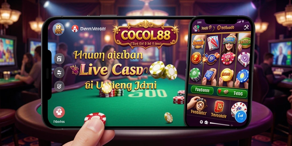 Screenshot COCOL88 menampilkan dealer langsung dan suasana permainan kasino yang memikat.