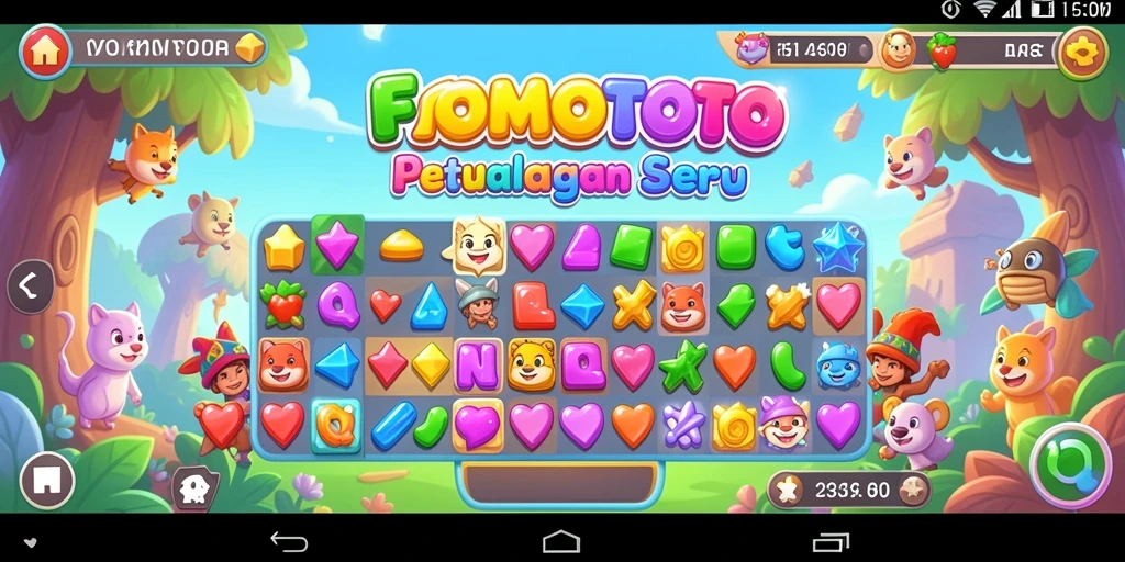 Screenshot gameplay FOMOTOTO yang menarik dan penuh warna.