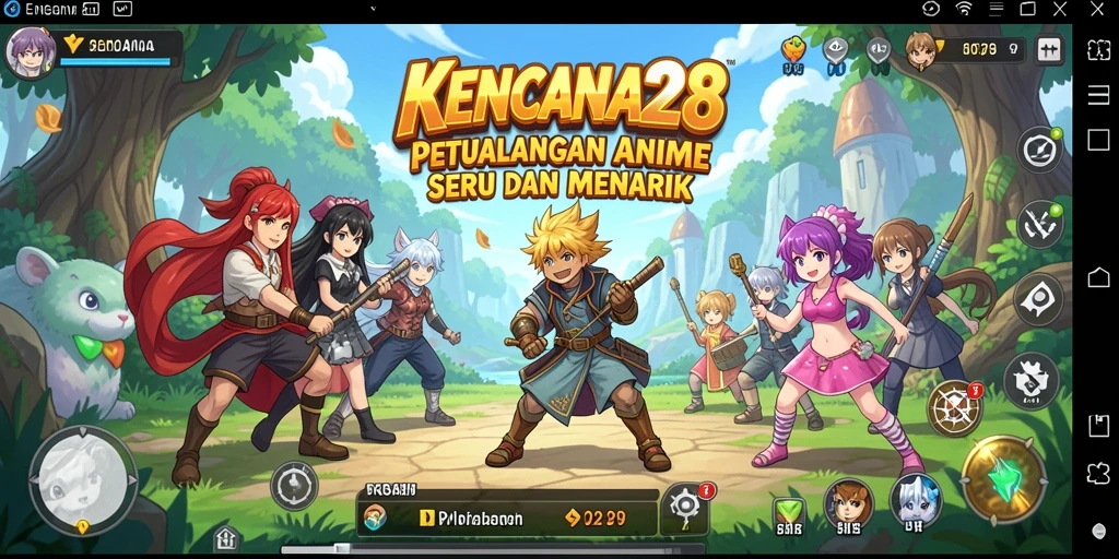 Tampilan permainan KENCANA28 dengan karakter anime yang menarik.