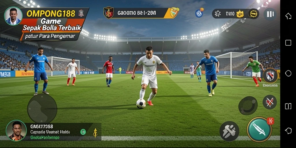Tampilan gameplay OMPONG188 yang menegangkan di lapangan sepak bola.
