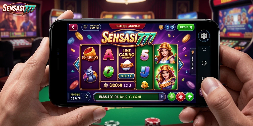 Screenshot gameplay Live Casino SENSASI777 yang menampilkan dealer langsung dan meja permainan.