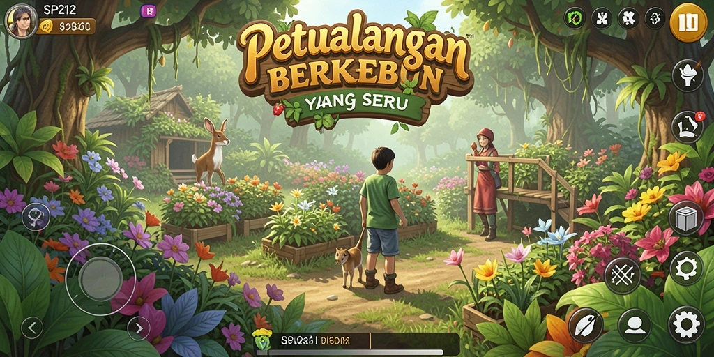 Tampilan gameplay petualangan berkebun SP212 yang menarik dan interaktif.