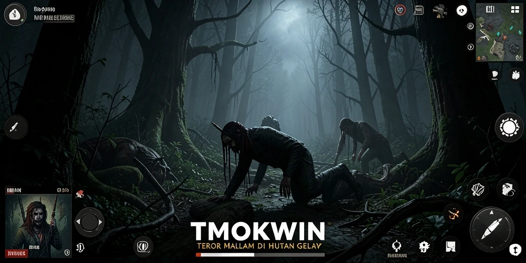 Tampilan gameplay mencekam di hutan angker TMOKWIN.
